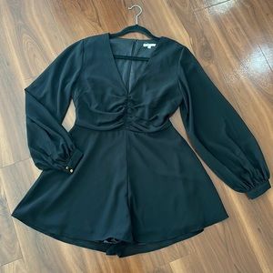 Black long sleeve mini romper